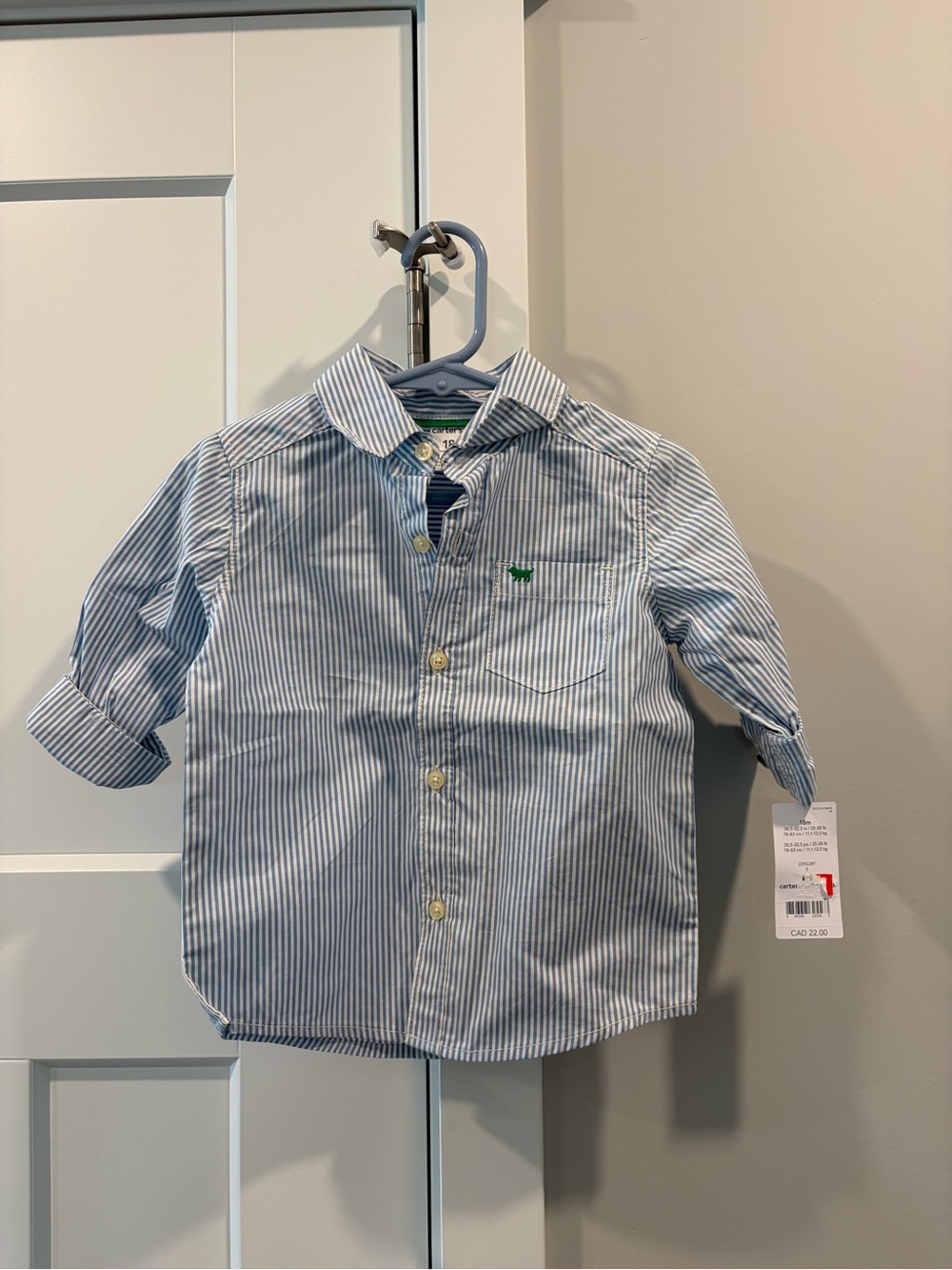 Carterβs Boys Blue Stripe Button-Down Shirt